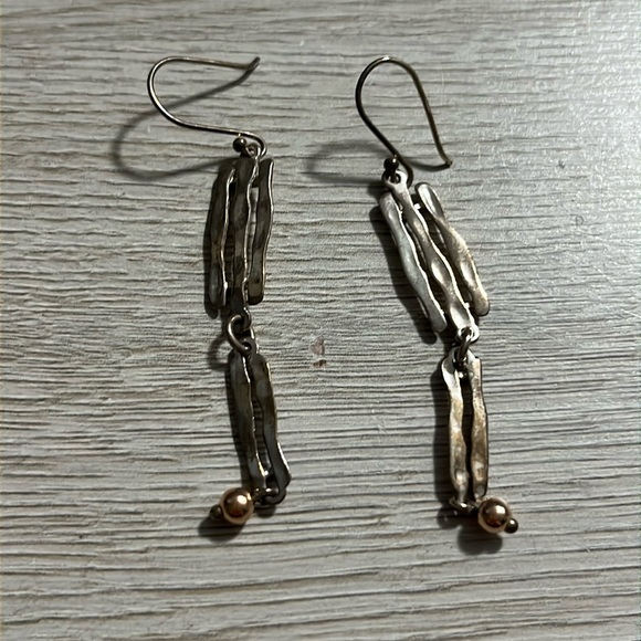 Elegant Silver and Gold Dangle Earrings - Picture 1 of 4